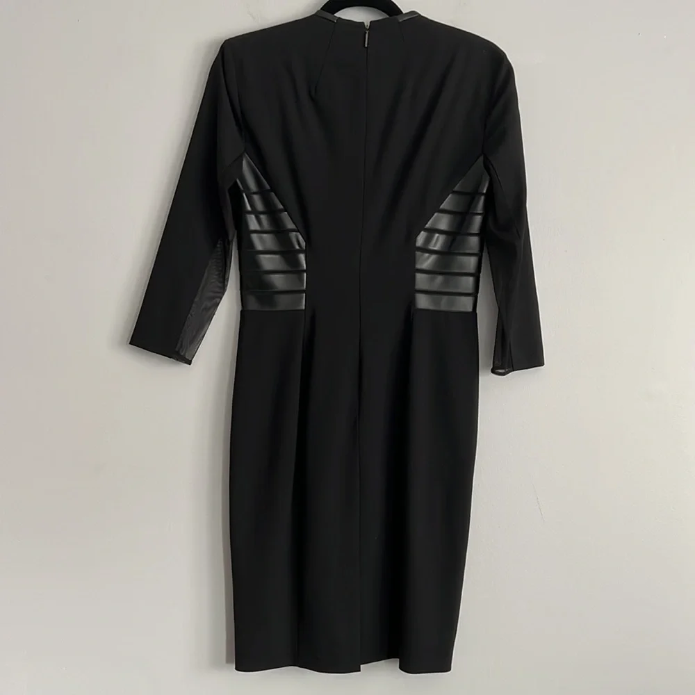 NEW VTG Rachel Roy Wool Leather Sexy Stretch Black Mini Sheath Zoe Dress 4 S 6 M - Picture 10 of 17